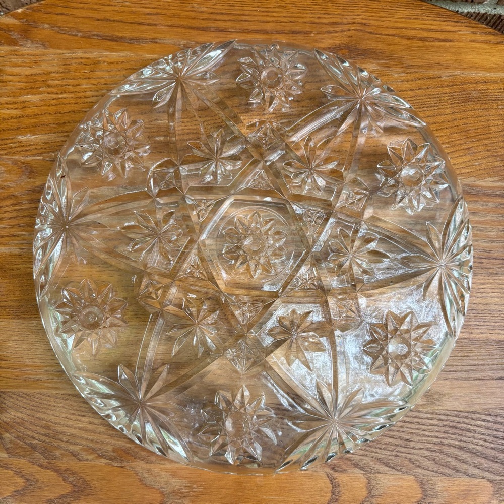 Vintage Anchor Hocking Prescut Clear Round Glass 11" Serving Tray Platter - Picture 5 of 6